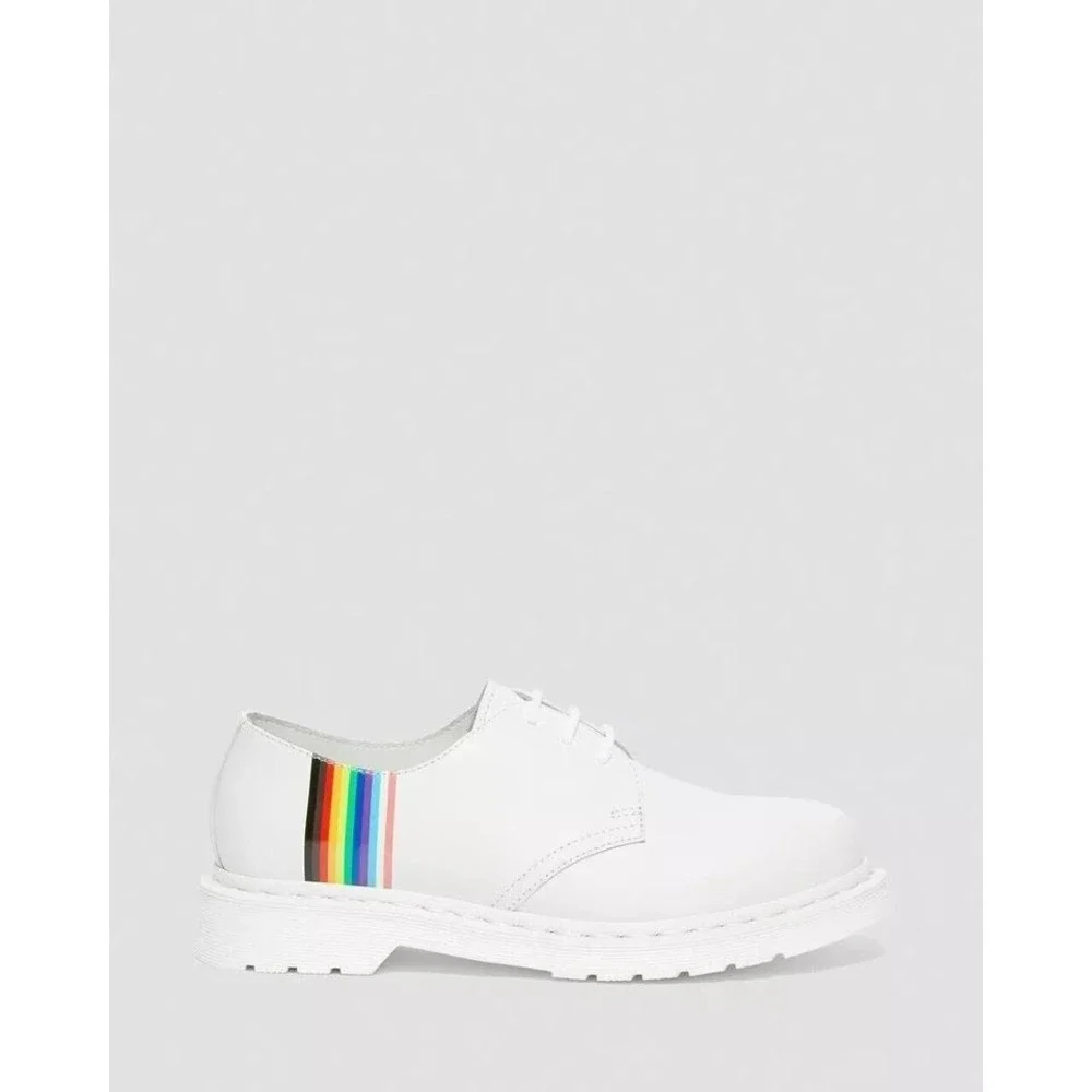 Dr. Martens 1461 Pride Shoes US M4 US W5 White Leather Rainbow Stripe  NEW IN BX